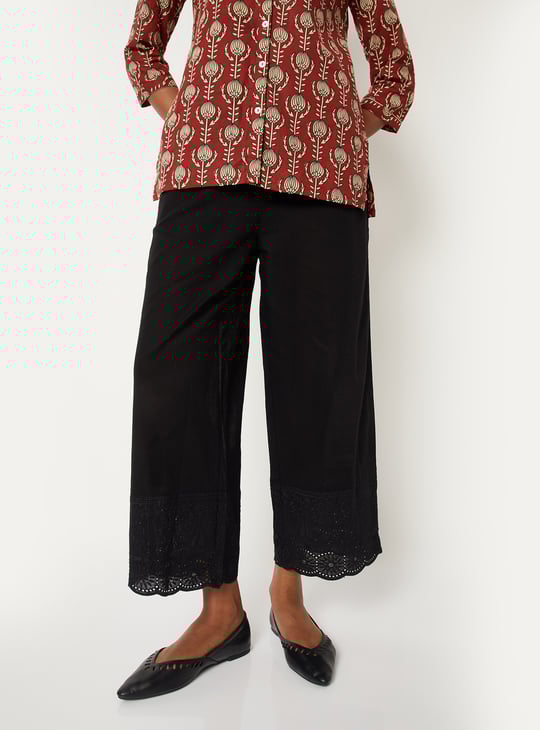 Women Embroidered Hem Palazzos