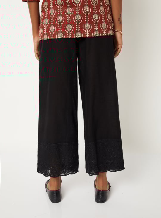 Women Embroidered Hem Palazzos