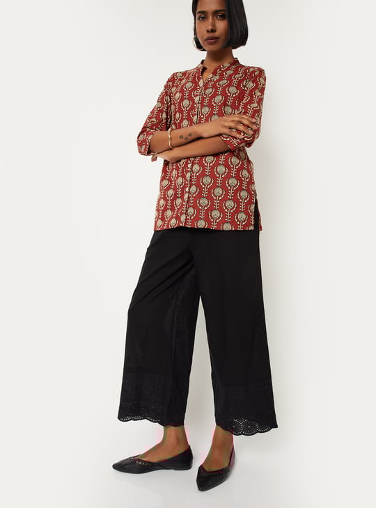 Women Embroidered Hem Palazzos