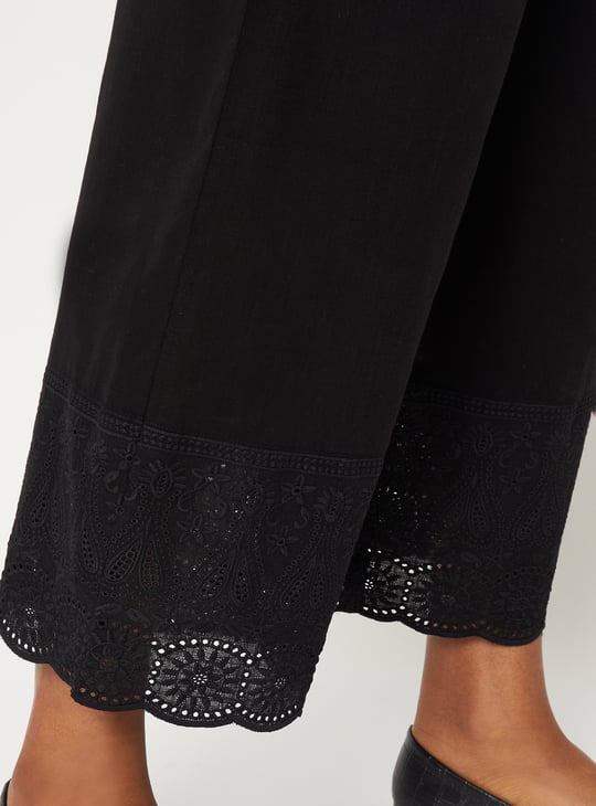 Women Embroidered Hem Palazzos