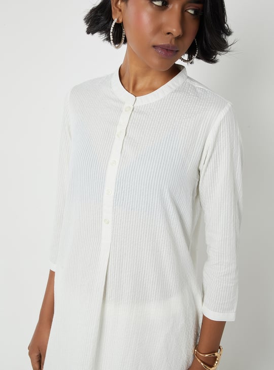 Women Seersucker Straight Kurta Set