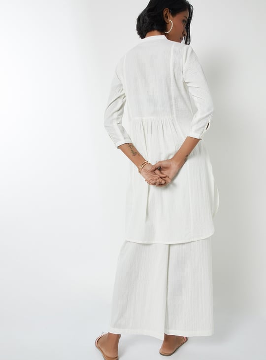 Women Seersucker Straight Kurta Set
