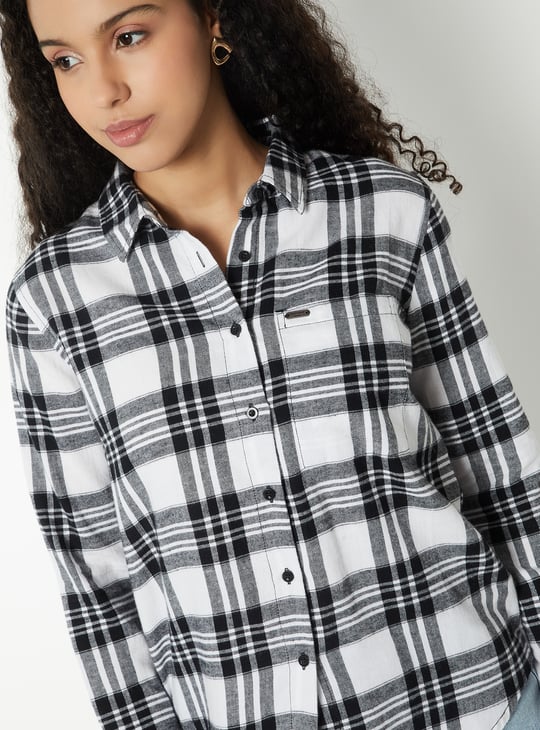 Women Checked Oversized Shirt