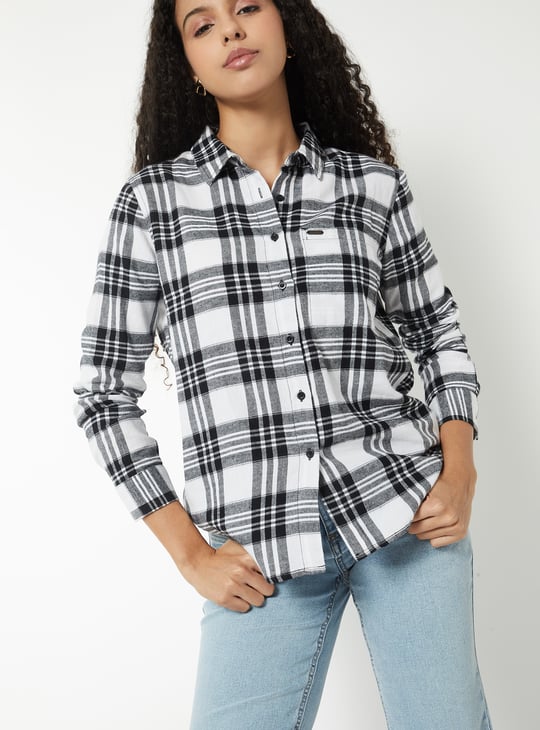 Women Checked Oversized Shirt
