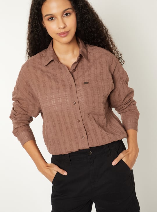 Women Textured Oversized Shirt