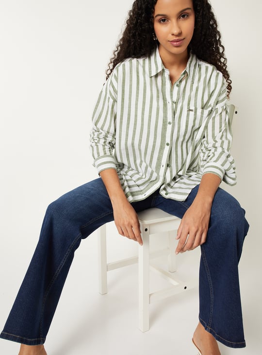 Women Striped Oversized Shirt