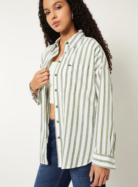 Women Striped Oversized Shirt