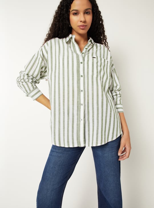 Women Striped Oversized Shirt