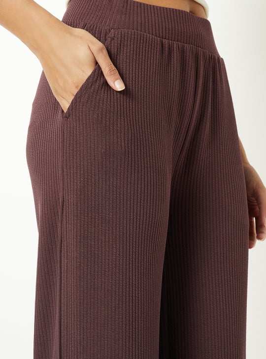 Women Ribbed Wide Leg Sports Track Pants