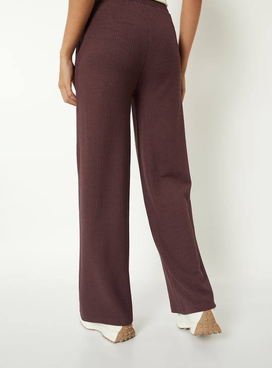 Women Ribbed Wide Leg Sports Track Pants