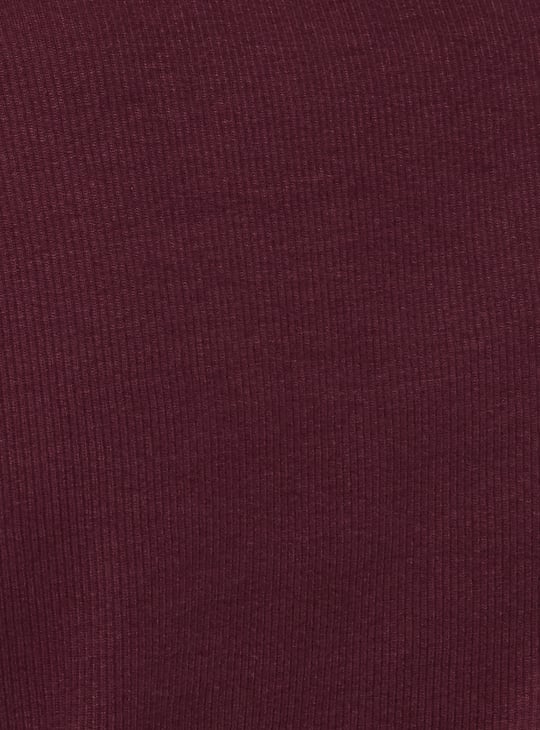 Women Ribbed Slim Fit Johnny Collar T-shirt