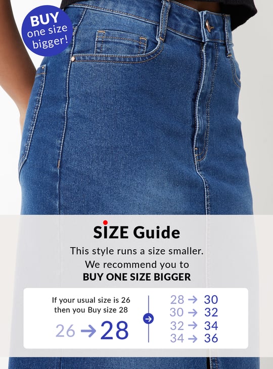 Women Washed Denim High Rise Skirt