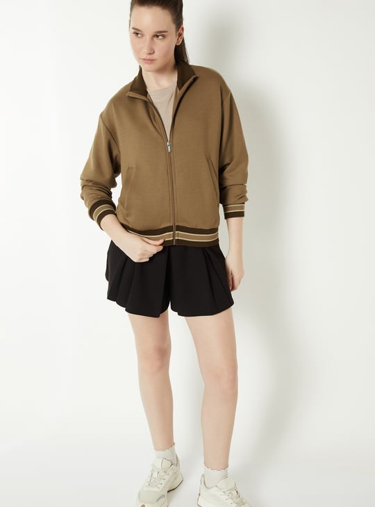 Women Striped Trim Athleisure Jacket