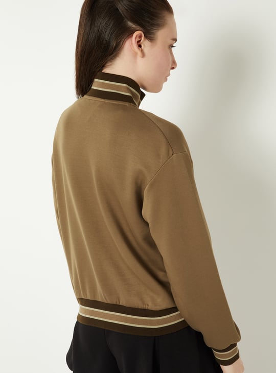 Women Striped Trim Athleisure Jacket