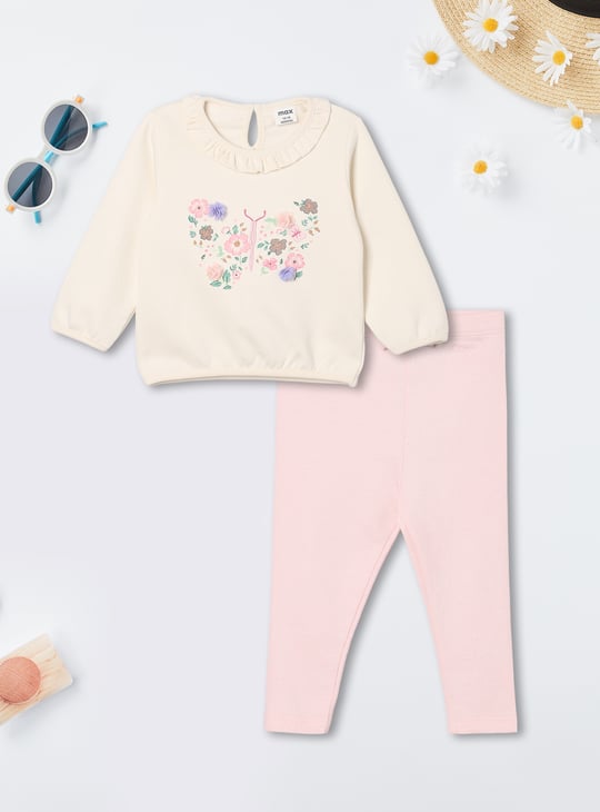 Girls Embroidered Leggings Set