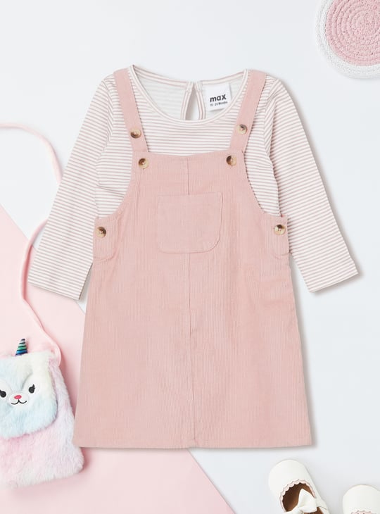Girls Corduroy Pinafore Dress with T-shirt