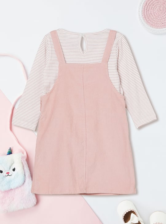 Girls Corduroy Pinafore Dress with T-shirt
