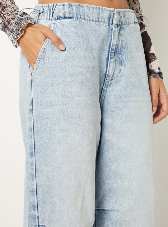 Women Washed Wide Leg Jeans
