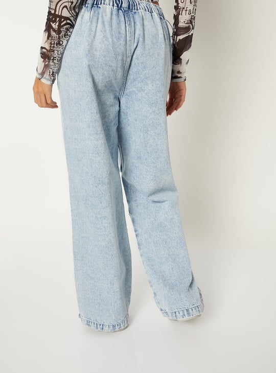 Women Washed Wide Leg Jeans