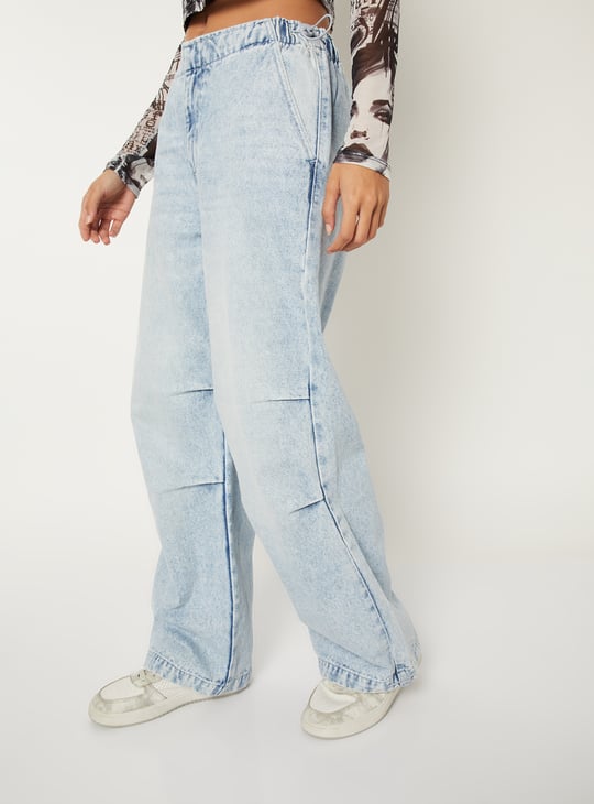 Women Washed Wide Leg Jeans