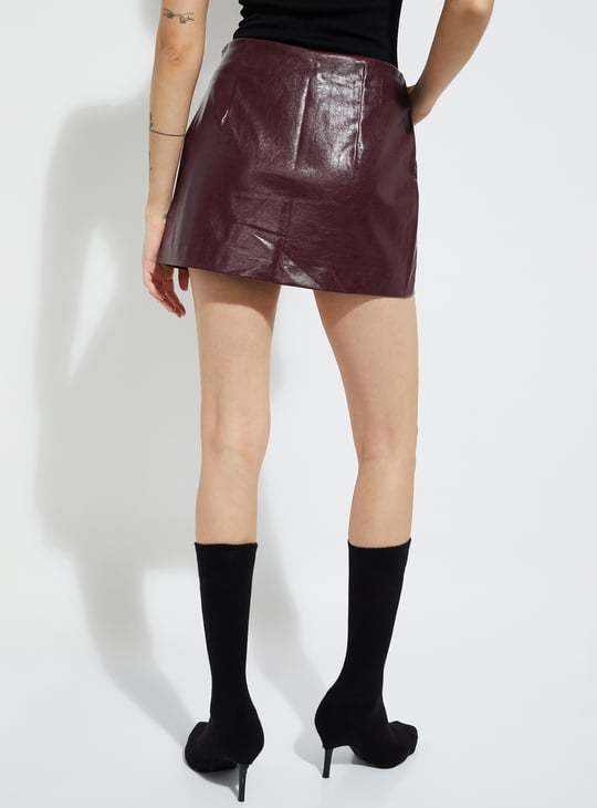 ALAYA F x URB_N Women Solid Buckle Mini Skirt