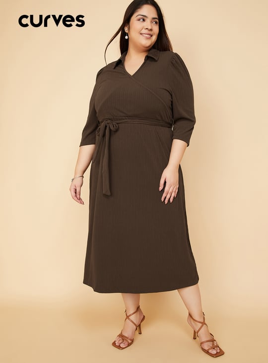 Women Solid Wrap Dress