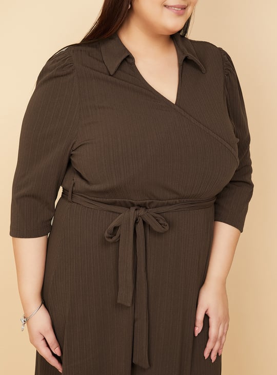 Women Solid Wrap Dress