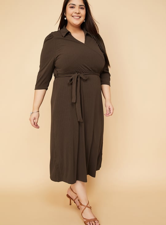 Women Solid Wrap Dress