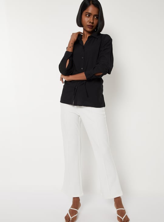 Women Textured Tie-up Waist Shirt