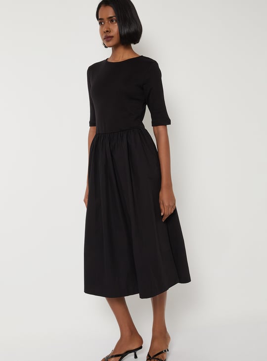 Women Solid Fit & Flare Dress