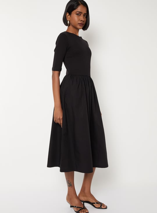 Women Solid Fit & Flare Dress