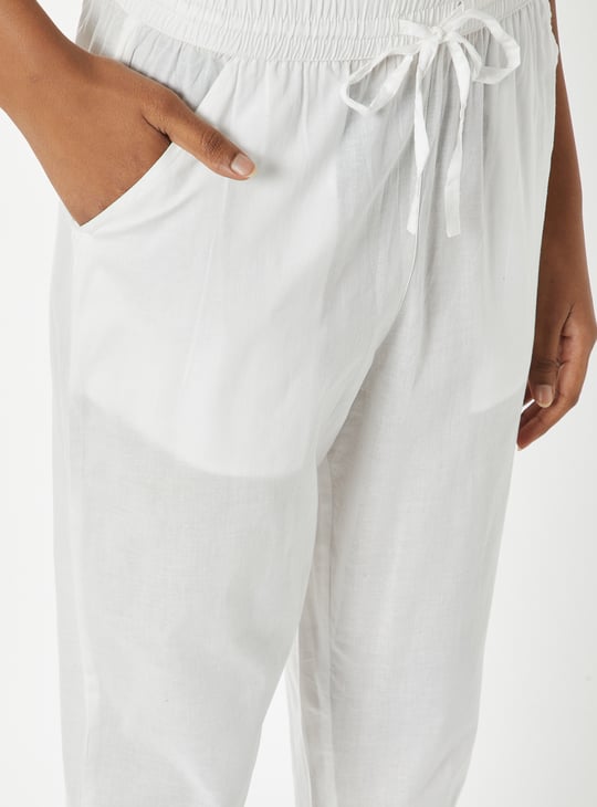 Women Embroidered Hem Straight Pants