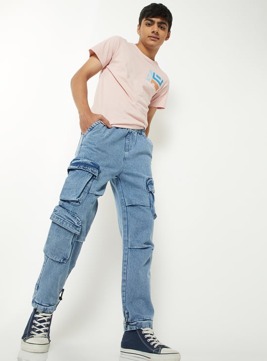 Boys Washed Cargo Parachute Jeans