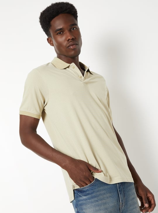 Men Striped Polo T-shirt
