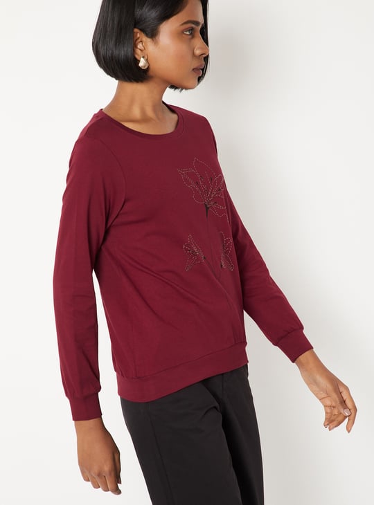 Women Embroidered Full Sleeve T-shirt
