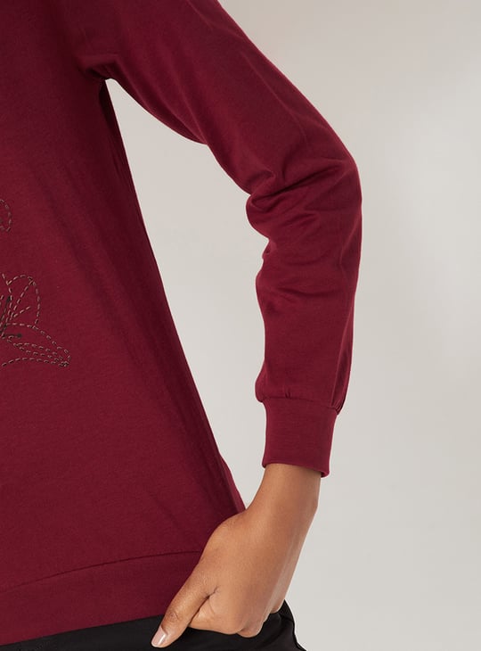 Women Embroidered Full Sleeve T-shirt