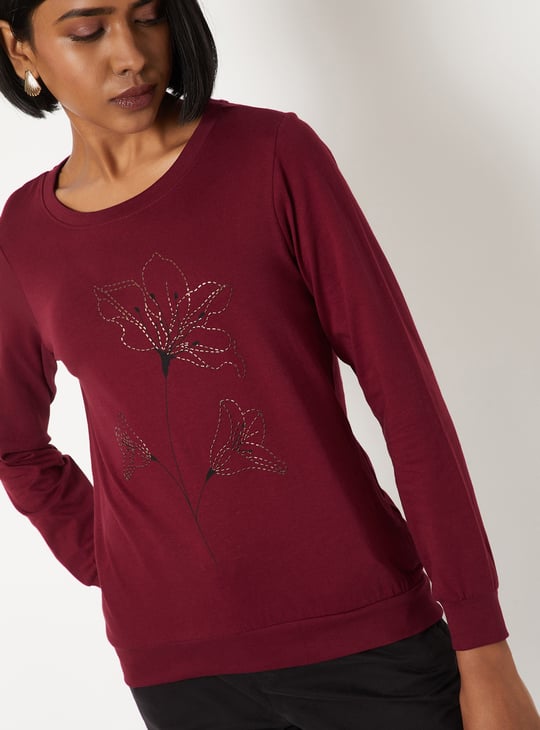 Women Embroidered Full Sleeve T-shirt