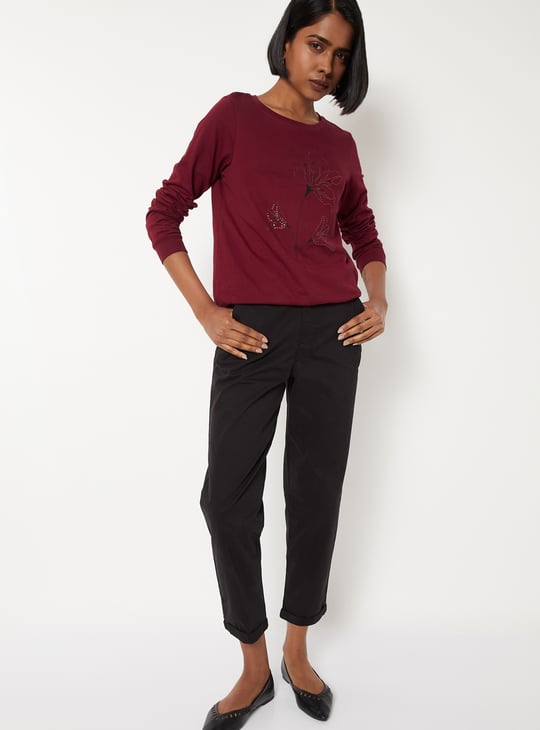 Women Embroidered Full Sleeve T-shirt