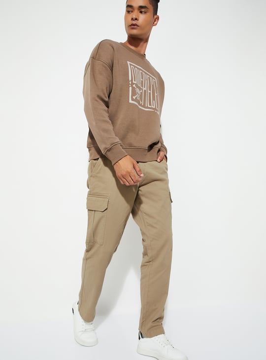URB_N Men Solid Relaxed Fit Cargos