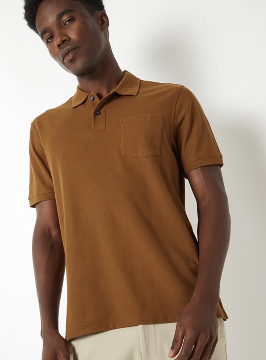 Men Textured Polo T-shirt