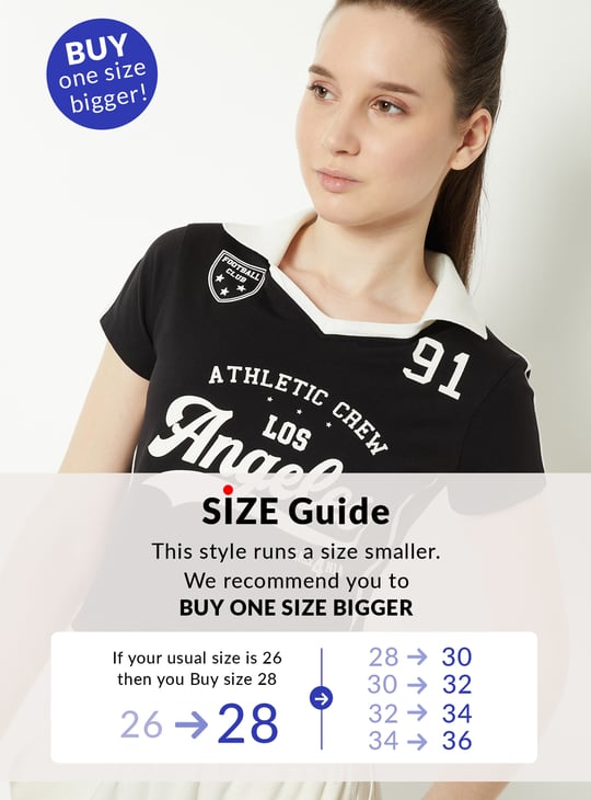 Women Varsity Print Johnny Collar Crop T-shirt