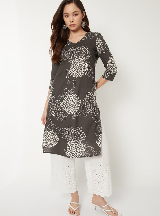 Women Floral Print Straight Kurta