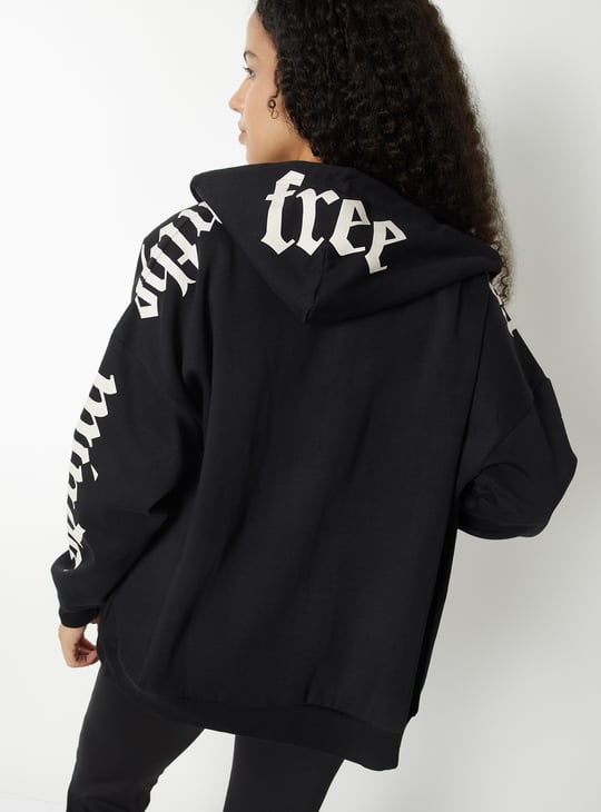 Women Oversized Printed Sporty Jacket