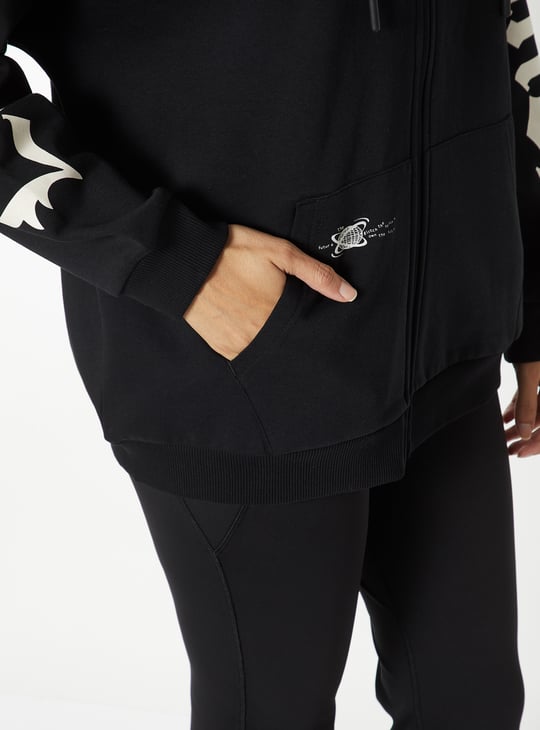 Women Oversized Printed Sporty Jacket