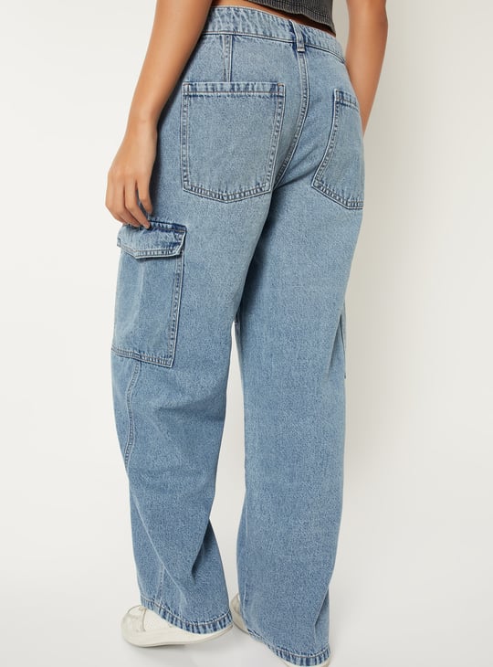 Women Washed Denim Cargos