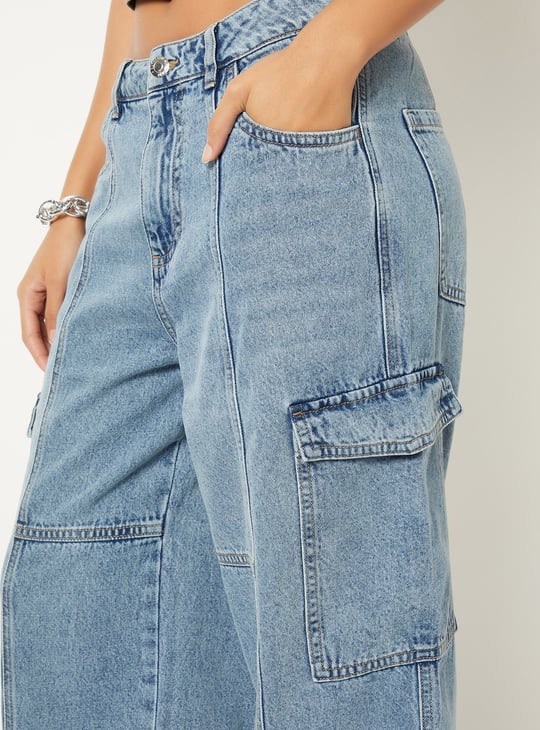 Women Washed Denim Cargos