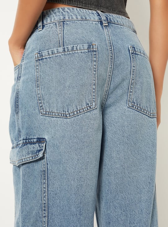 Women Washed Denim Cargos