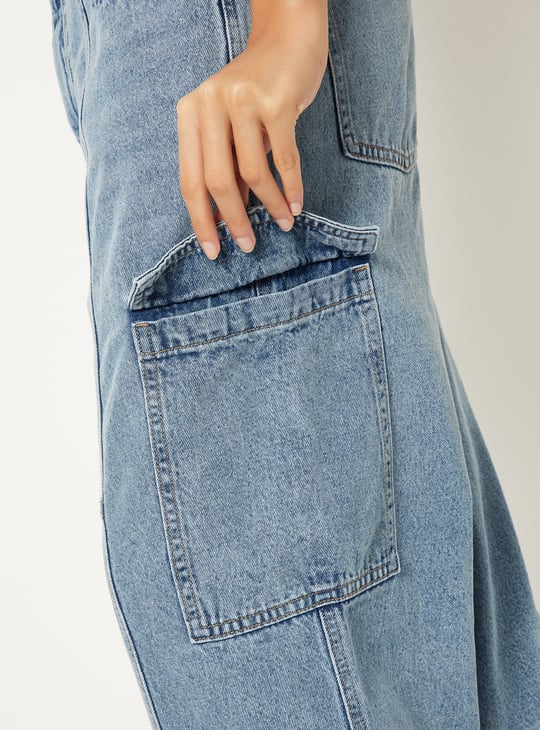Women Washed Denim Cargos