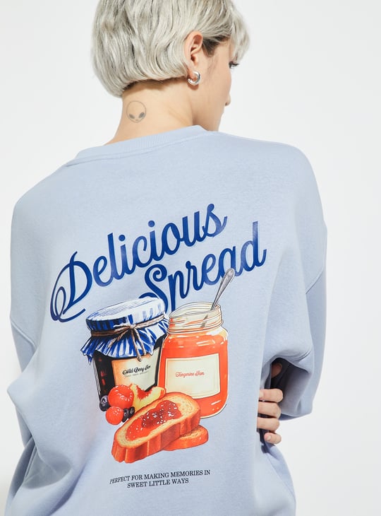 ALAYA F x URB_N Women Back Print Oversized Sweatshirt | Printed