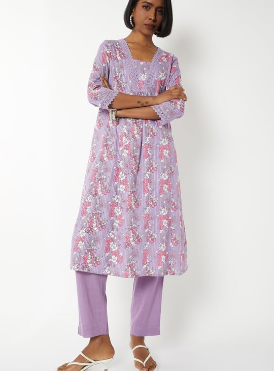 Women Floral Print A-line Kurta Set